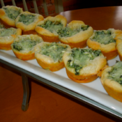 Baked Spinach Dip in Individually Sized Bread Bowls